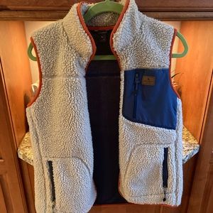 Eddie Bauer Cream and Blue Sherpa Vest